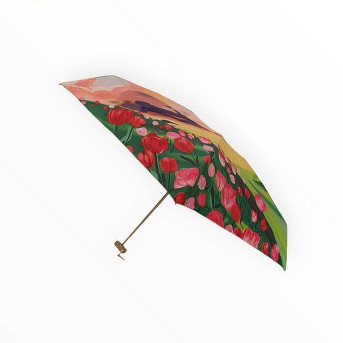 Четворно сгъваем чадър с флоарни мотиви