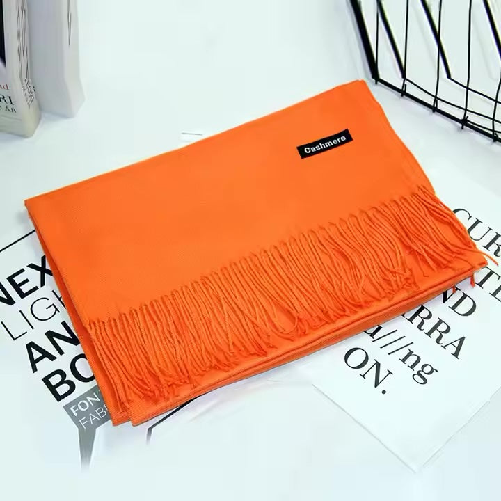 Едноцветен гладък кашмирен шал