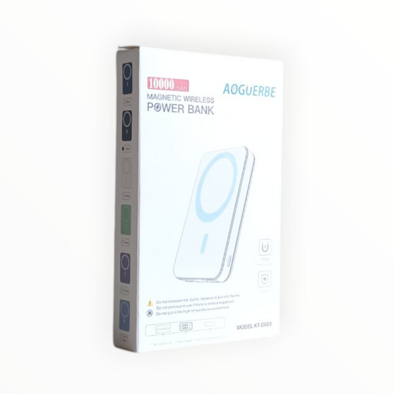 Магнитна безжична външна батерия AOGUERBE 10000mAh Mag-Safe PD 22.5W с LED дисплей – черна