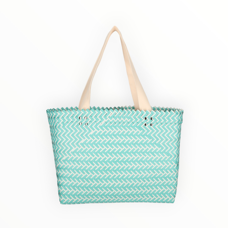 Плажна чанта в цвят тюркуаз
