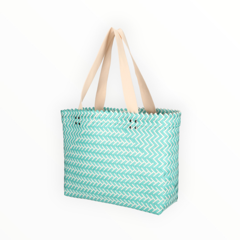 Плажна чанта в цвят тюркуаз