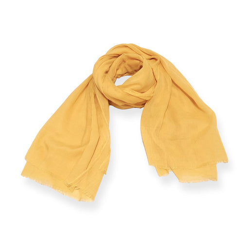 Едноцветен памучен шал цвят горчица Жълт Памук
